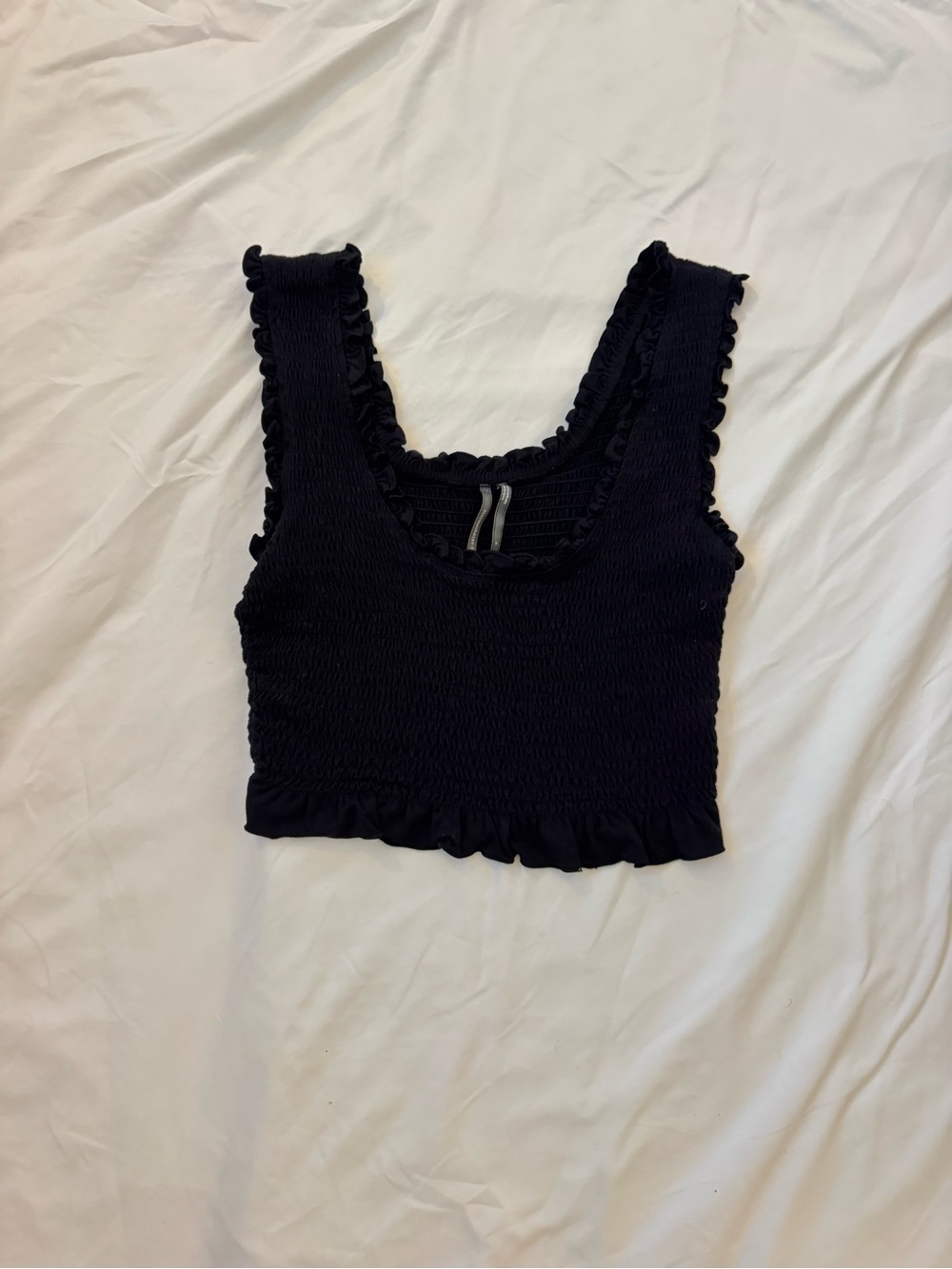 Anthropologie Black Ruffle Tank Top
